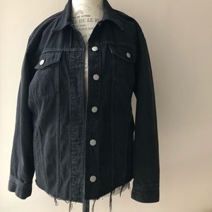 Madewell Black Denim Jacket with Raw Hem
